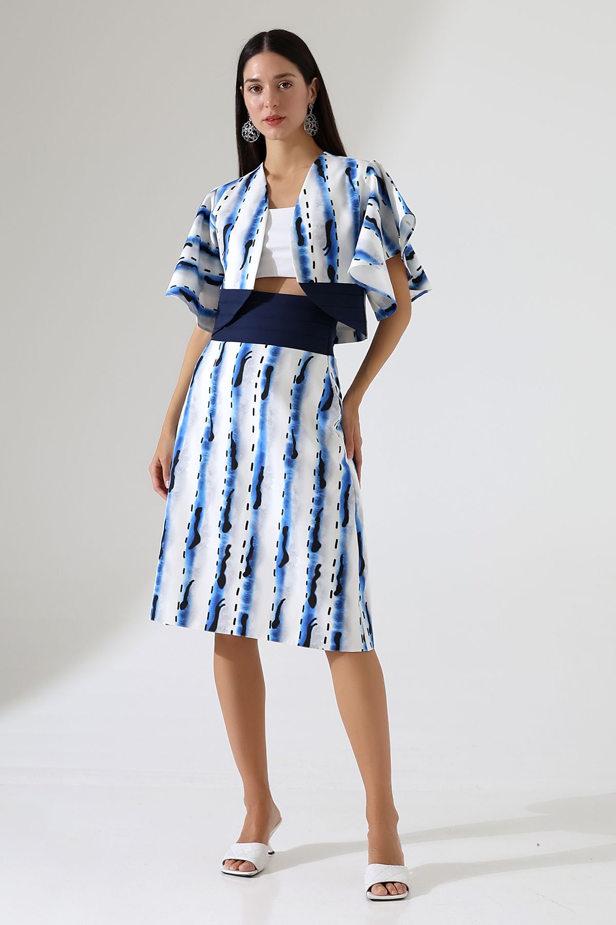 Robe deux pièces bleue et blanche