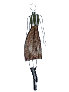 Drawing of brown bark like dress