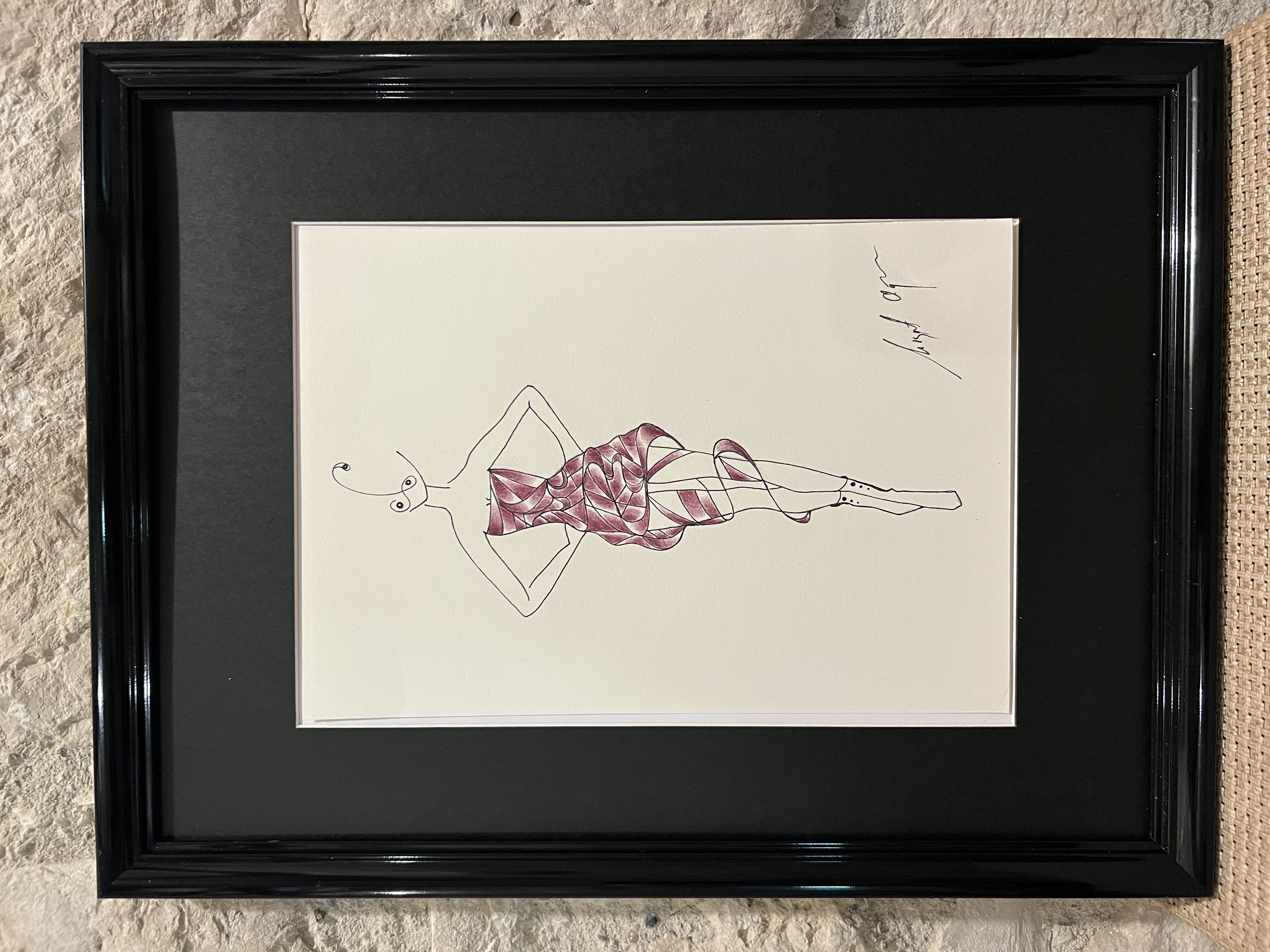 Framed art pink dress named third eye