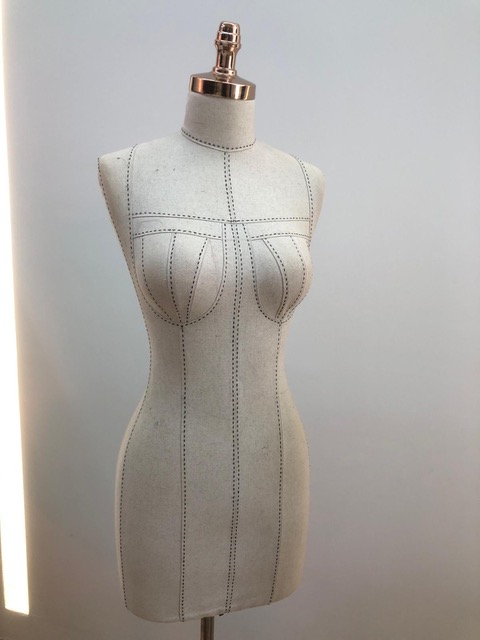 Tailors dummy with seam lines 